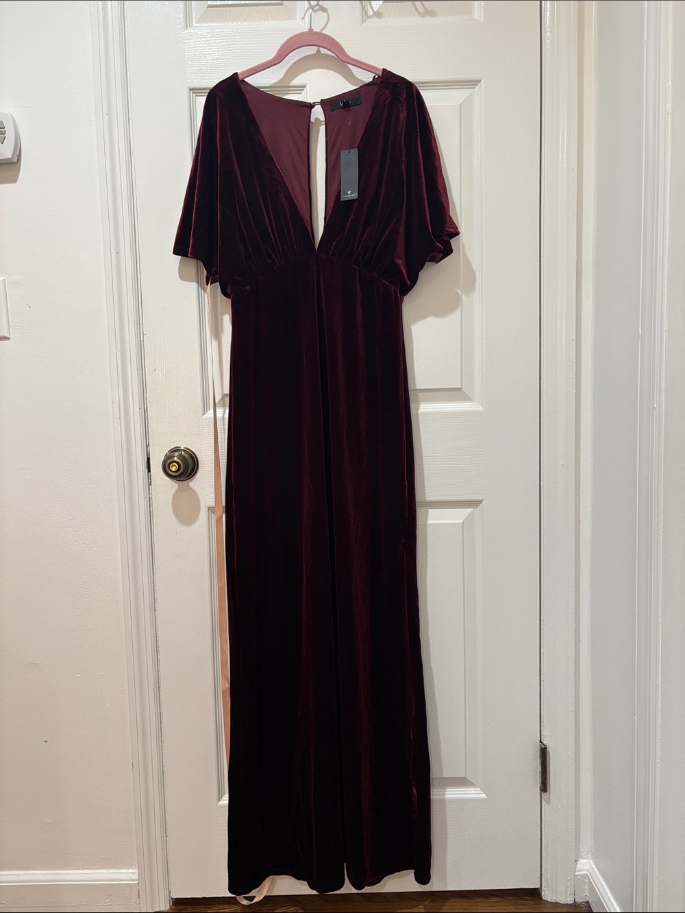 Lulus Velvet Maxi Dress in Deep Burgundy - Elegant Evening Gown